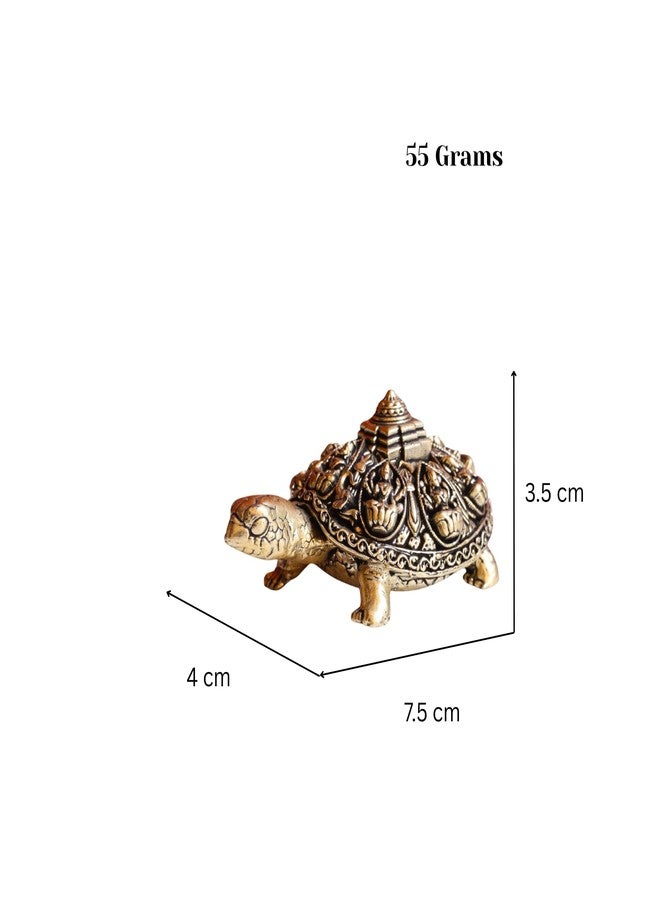 RAISOM Brass Finecrafted Ashta Lakshmi Tortoise in Antique Gold Finish | Shri Yantra Engraved On Tortoise | Ideal for Decor, Vastu & Goodluck | Length : 3 Inch. Weight: 55 Grams - Image 2