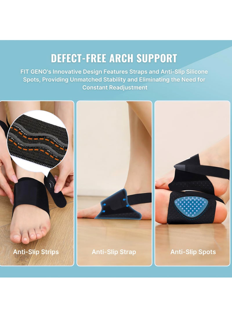 McDou Unisex upgraded arch support artifact, arch support bracket, adjustable strap, gel pad non-slip, suitable for flat feet, high arches and collapsed arches, non-slip wearable arch support, built-in corrector (skin color/black)  - Image 2