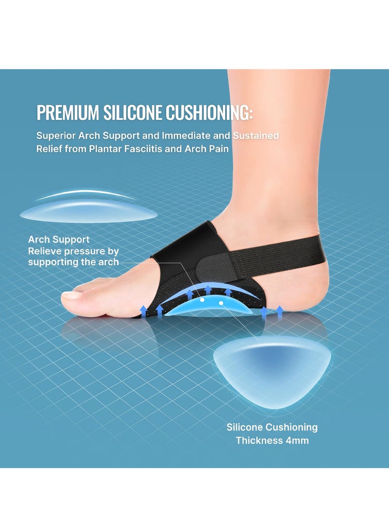 McDou Unisex upgraded arch support artifact, arch support bracket, adjustable strap, gel pad non-slip, suitable for flat feet, high arches and collapsed arches, non-slip wearable arch support, built-in corrector (skin color/black)  - Image 4