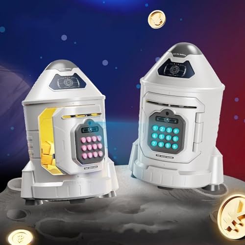 Magicwand Musical【Large】 Rocket Type Money Safe Kids Piggy Savings Bank with Finger Print Sensor【White】 - Image 5