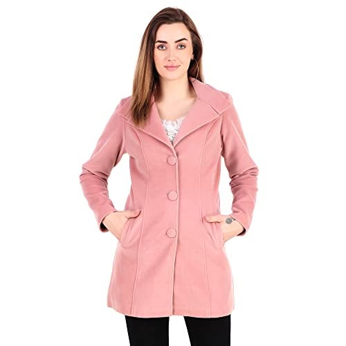 MUTEME Long Pink Winter Wear Velvet Jacket For Women-L - Image 3