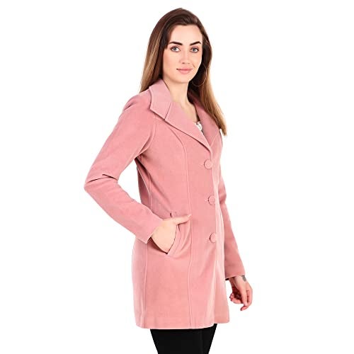 MUTEME Long Pink Winter Wear Velvet Jacket For Women-L - Image 5