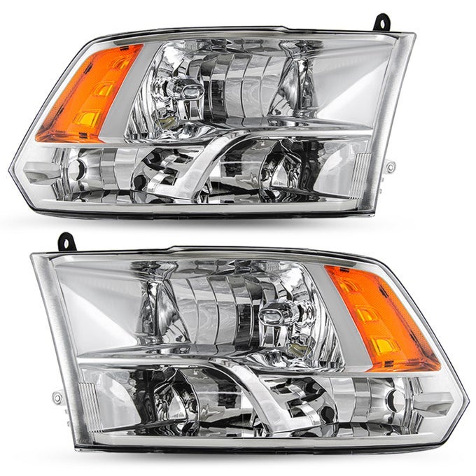 Headlight Assembly Replacement For 20092018 Dodge Ram 1500 Quad 20102018 Dodge Ram 2500 3500 Pickup Driver Passenger Side Only For Quad Models Chrome Housing With Amber Reflector