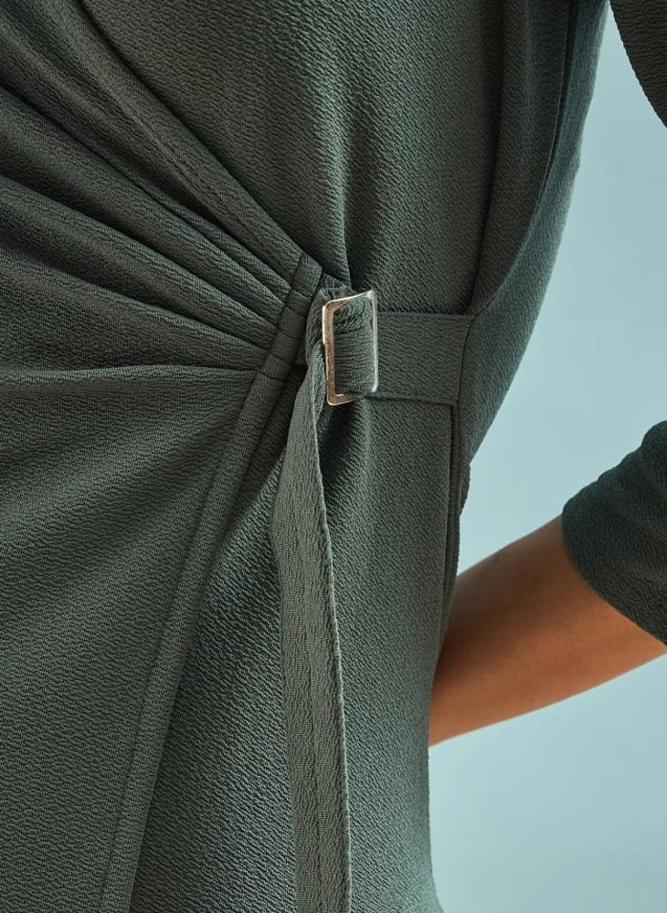 Panit PANIT Valentino wrap Bodycon knee length dress - Teal Green