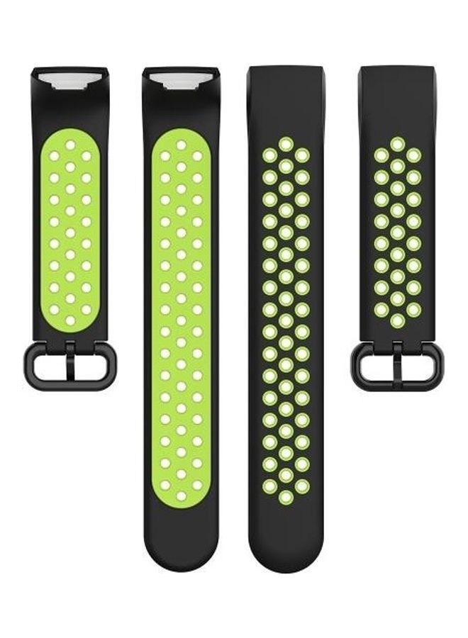 NIBEMINENT Watch Button Two Colours Silicone Replacement Strap Watchband For Fitbit Charge 4 / 3 SE Black - Image 4