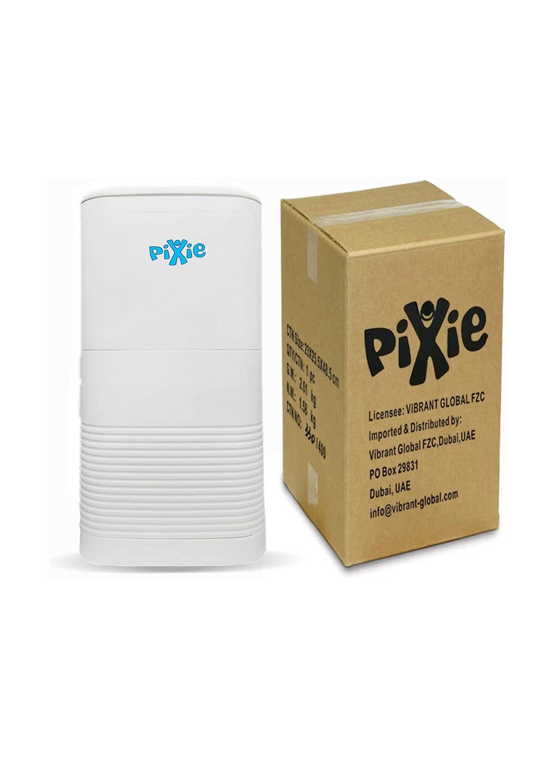 Pixie سلة مهملات حفاضات Pixie ذات الاستخدام الواحد مع غطاء داخلي وقفل أمان، سلة مهملات بيضاء Bnt02 - Image 1