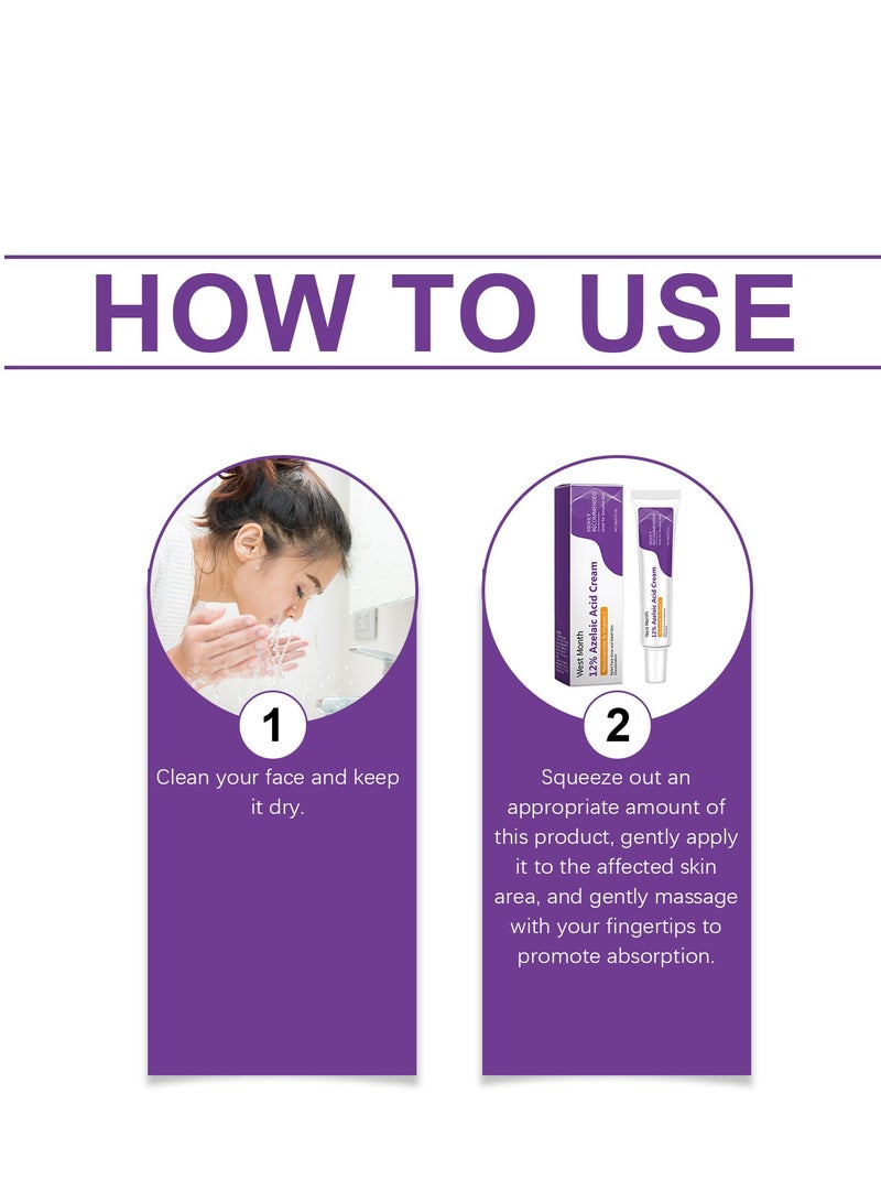 West&Month Azelaic Acid Serum, Booster 12% Azelaic Acid Cream, Hyaluronic Acid & Niacinamide for Redness Relief Face, Dark Spot, Rosacea Acne, Balance Excess Sebum, Brightening Serum for All Skin Types 20g - Image 4