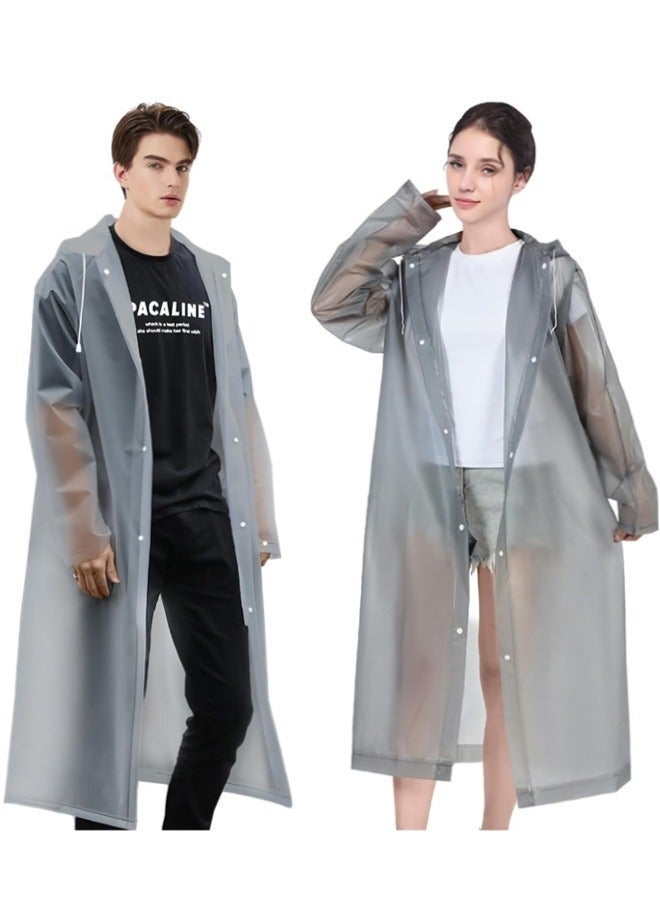 🌧️ Rain Poncho for Adults 2-Pack – Reusable EVA Waterproof Raincoat with Hood & Sleeves – Portable Emergency Rain Jacket for Camping, Hiking, Travel & Outdoor Activities - Image 1