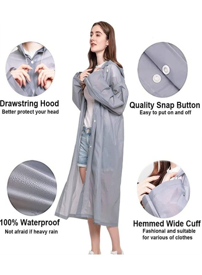🌧️ Rain Poncho for Adults 2-Pack – Reusable EVA Waterproof Raincoat with Hood & Sleeves – Portable Emergency Rain Jacket for Camping, Hiking, Travel & Outdoor Activities - Image 2