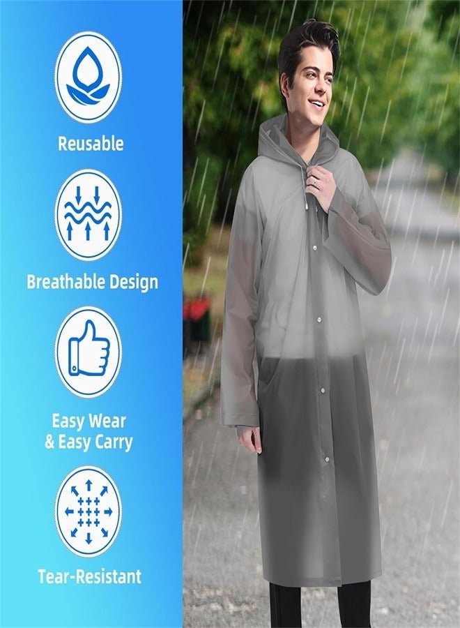 🌧️ Rain Poncho for Adults 2-Pack – Reusable EVA Waterproof Raincoat with Hood & Sleeves – Portable Emergency Rain Jacket for Camping, Hiking, Travel & Outdoor Activities - Image 5