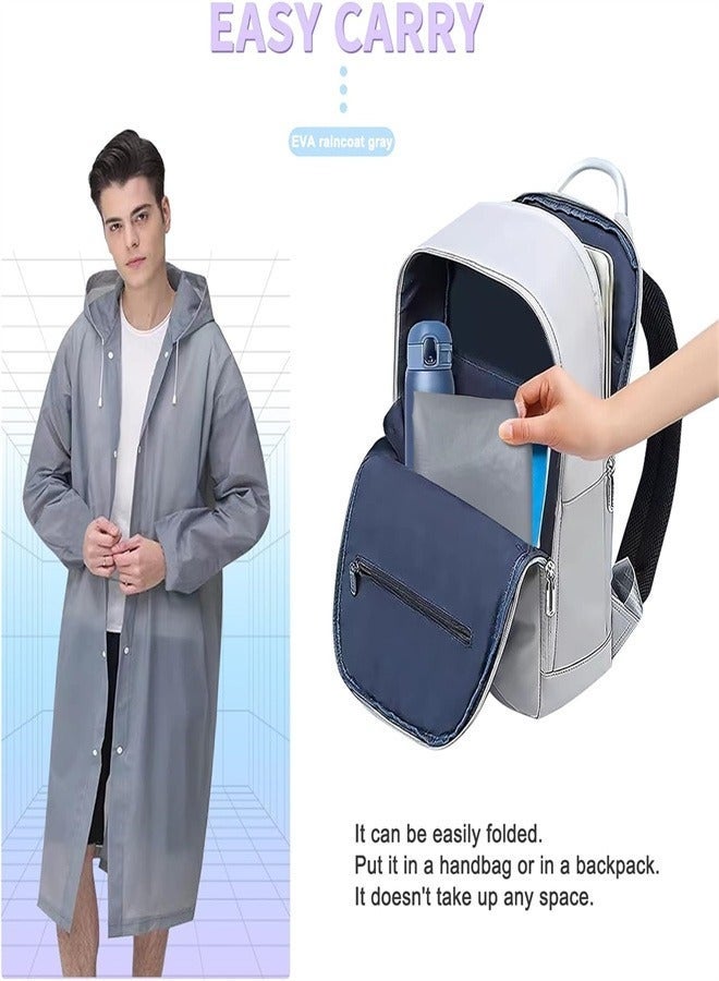 🌧️ Rain Poncho for Adults 2-Pack – Reusable EVA Waterproof Raincoat with Hood & Sleeves – Portable Emergency Rain Jacket for Camping, Hiking, Travel & Outdoor Activities - Image 4