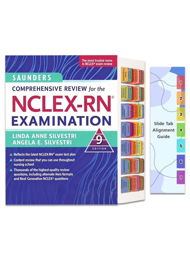 LParkin علامات فهرسة متميزة لمراجعة سوندرز الشاملة لامتحان NCLEX-RN الطبعة التاسعة. 72 علامة ملونة مصنوعة من PVC مع دليل محاذاة - الكتاب غير متضمن - Image 1