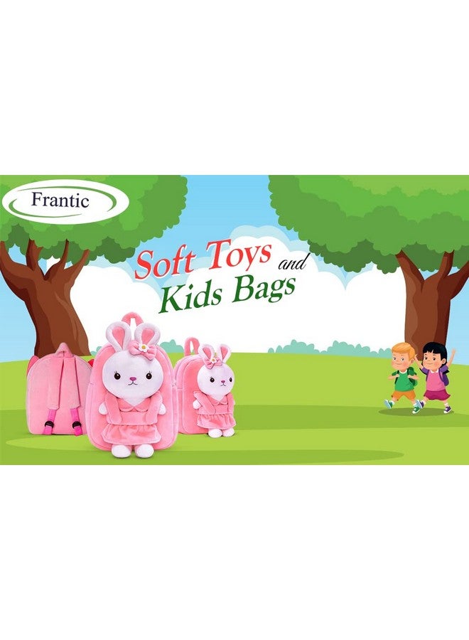 فرانتك حقيبة مدرسية ناعمة للسفر من Frantic Kids برسومات كرتونية على شكل حيوانات، حقيبة ظهر قياسية من القطيفة الناعمة للأولاد والبنات من عمر 2 إلى 5 سنوات، مناسبة للأطفال/الأولاد/الفتيات، الحضانة، مرحلة ما قبل المدرسة، النزهات (جسم كامل، أرنب وردي) بحجم كامل، 10 لتر - Image 5