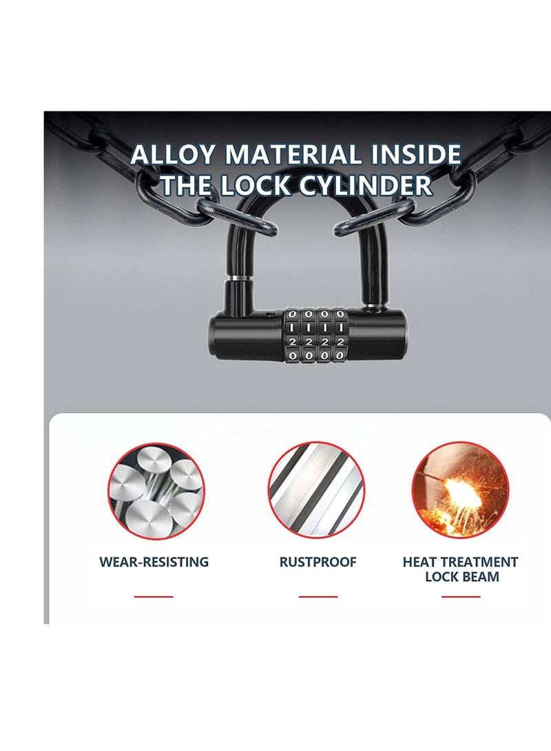 SYOSI Bike Lock, Heavy Duty Outdoor Waterproof Lock with Resettable Code, Digit Combination Padlock, 4 Digit Code Lock Anti Theft for Gates, Mountain Bike, Scooter Gym, School, Shed & Lockers - Image 3
