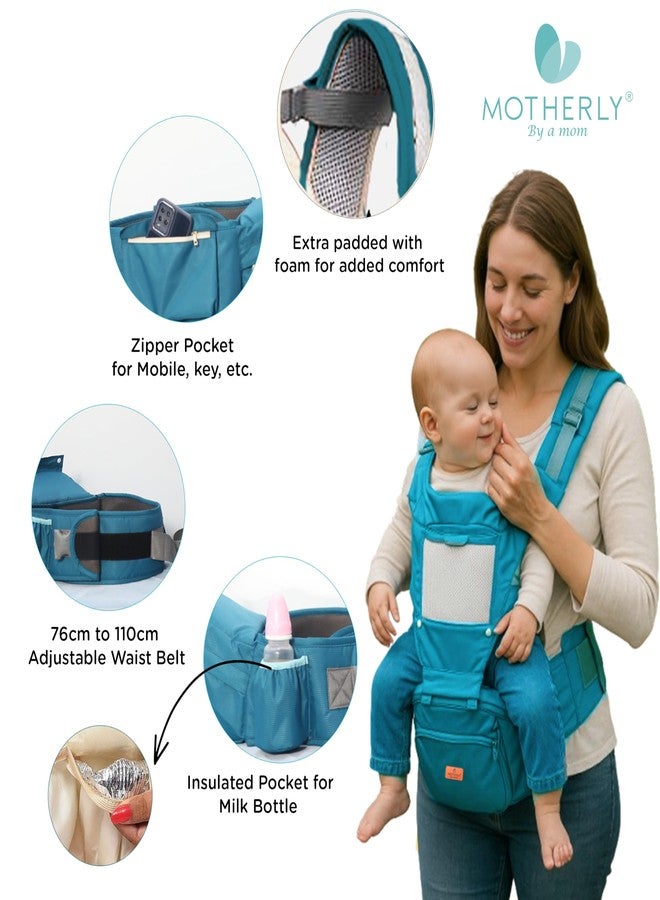 Motherly Embrace Baby Carrier with Detachable Hip Seat - English Blue | 6-in-1 Adjustable Hands-Free Carrier for 0 to 2 Year Baby | Infant & Toddler Carrier with Head Shield & Buckle Straps - Image 3