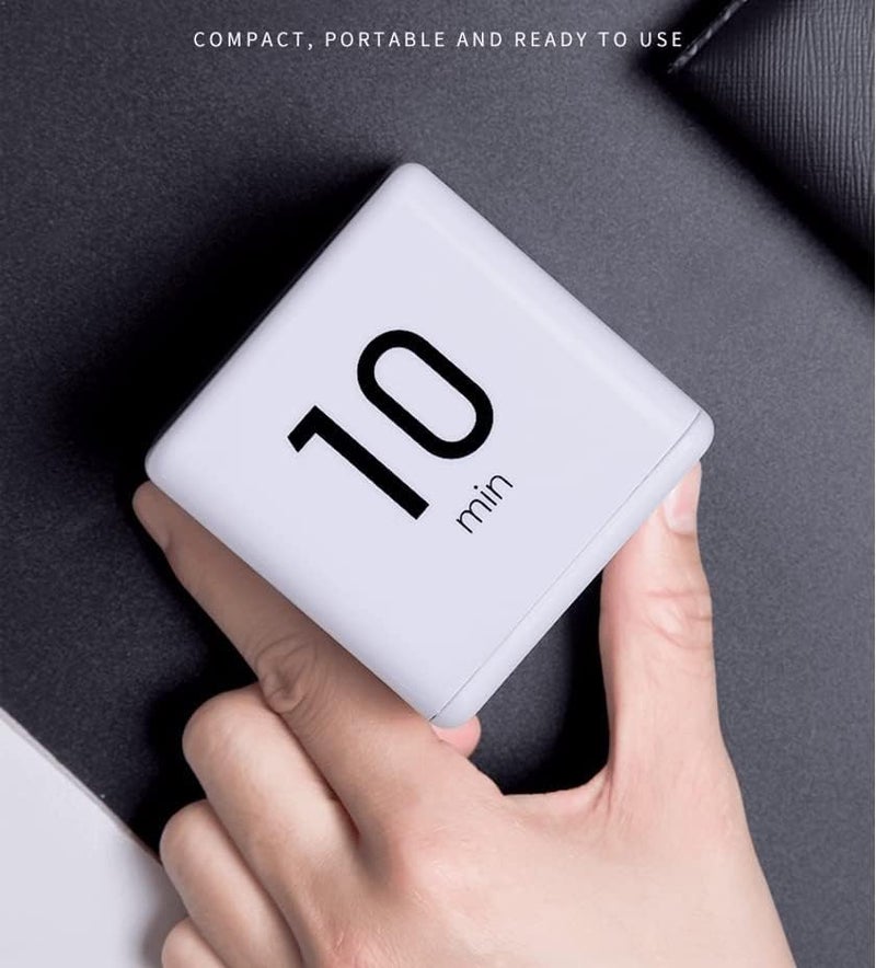 Leeonz Cube Timer, Time, Kitchen Timer Kids Timer for ADHD Productivity Workout Flip Timer Classroom for StudyTime Countdown Management Settings 1/3/5/7/15/20/25/30/35/45/60/90 Minutes - White - Image 5