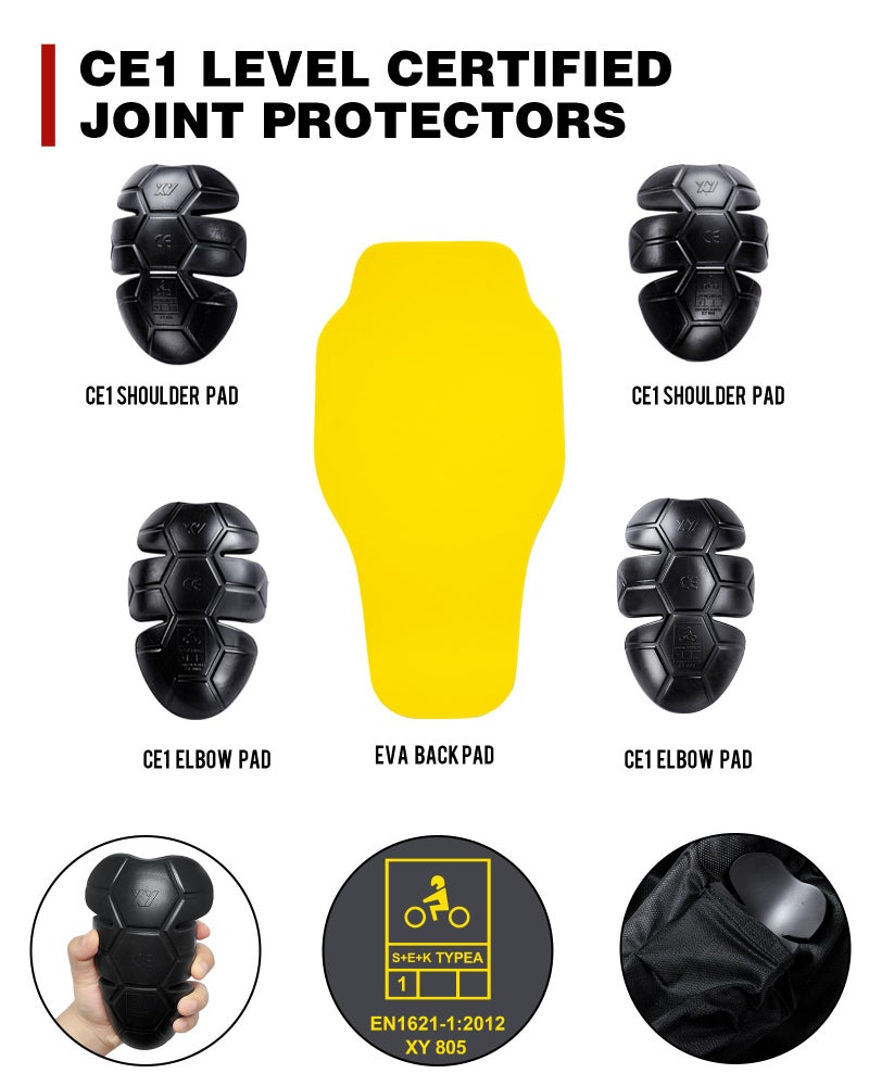 BORLENI جاكيت دراجة نارية من بورليني مقاوم للرياح مع معدات حماية كاملة للجسم درع CE مناسب لجميع الفصول بني L - Image 4