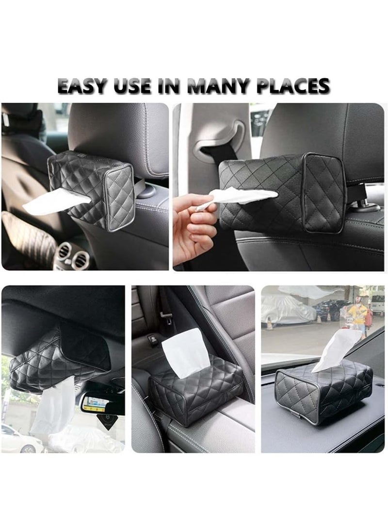 SOWUGI Car Tissue Holder, Car Sun Visor Tissue Case Holder Back Seat Headrest Hanging Napkin Clip (Black)  - Image 3