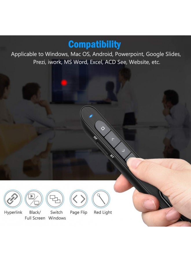DinoFire DinoFire for Bluetooth Presentation Remote Powerpint Clicker USB Rechargeable RF 2.4 GHz Dual Modes Wireless Presenter Presentation Clicker Slide Advancer for Mac/Keynote/PC/PPT 11  - Image 3