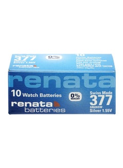 Renata Renata 377 Watch Battery (SR626SW), Silver Oxide 1.55V Battery, Pack of 10 Batteries  - Image 1