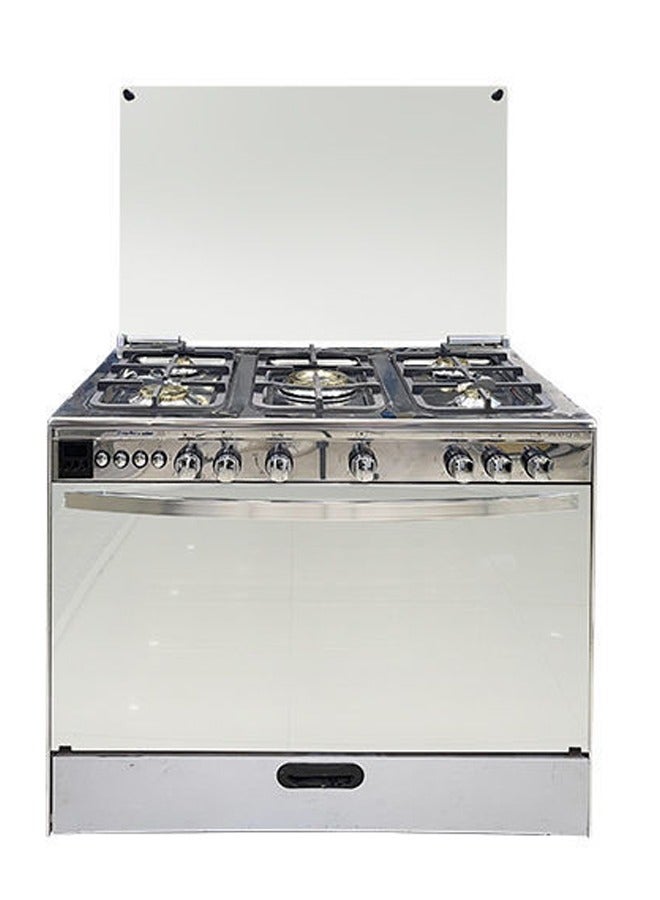 تكنو جاز تكنوجاز بوتاجاز 5 شعلة 90 سم استانلس ستيل فانتوم حوامل زهر ديجيتال بمروحة بالفرن