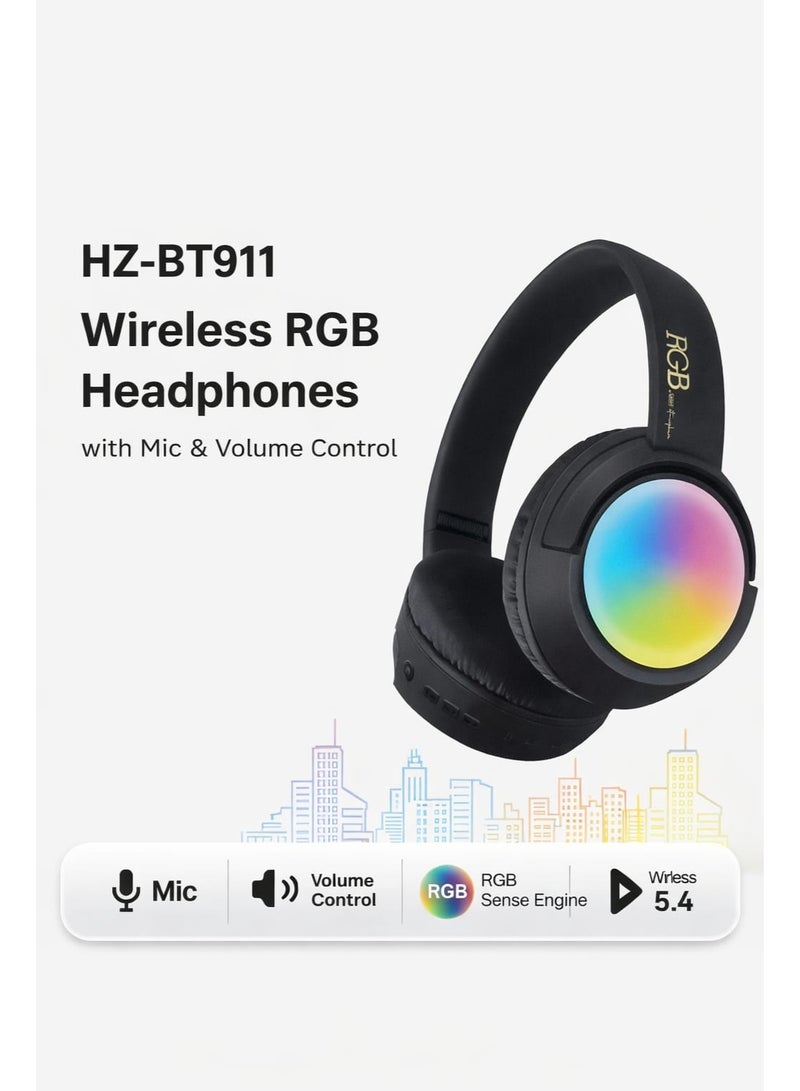 RGB Bluetooth Headphones Wireless LED Gaming Headset High Bass - Image 1