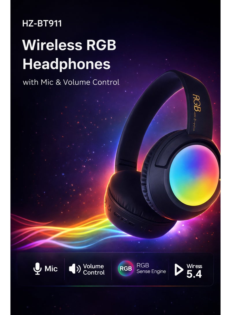 RGB Bluetooth Headphones Wireless LED Gaming Headset High Bass - Image 4