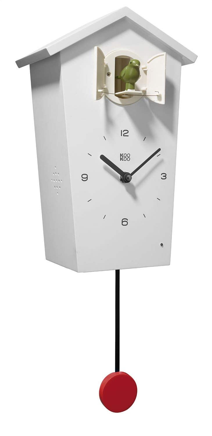 KOOKOO Birdhouse White, modern design cuckoo clock with 12 natural bird voices or cuckoo call - Image 1