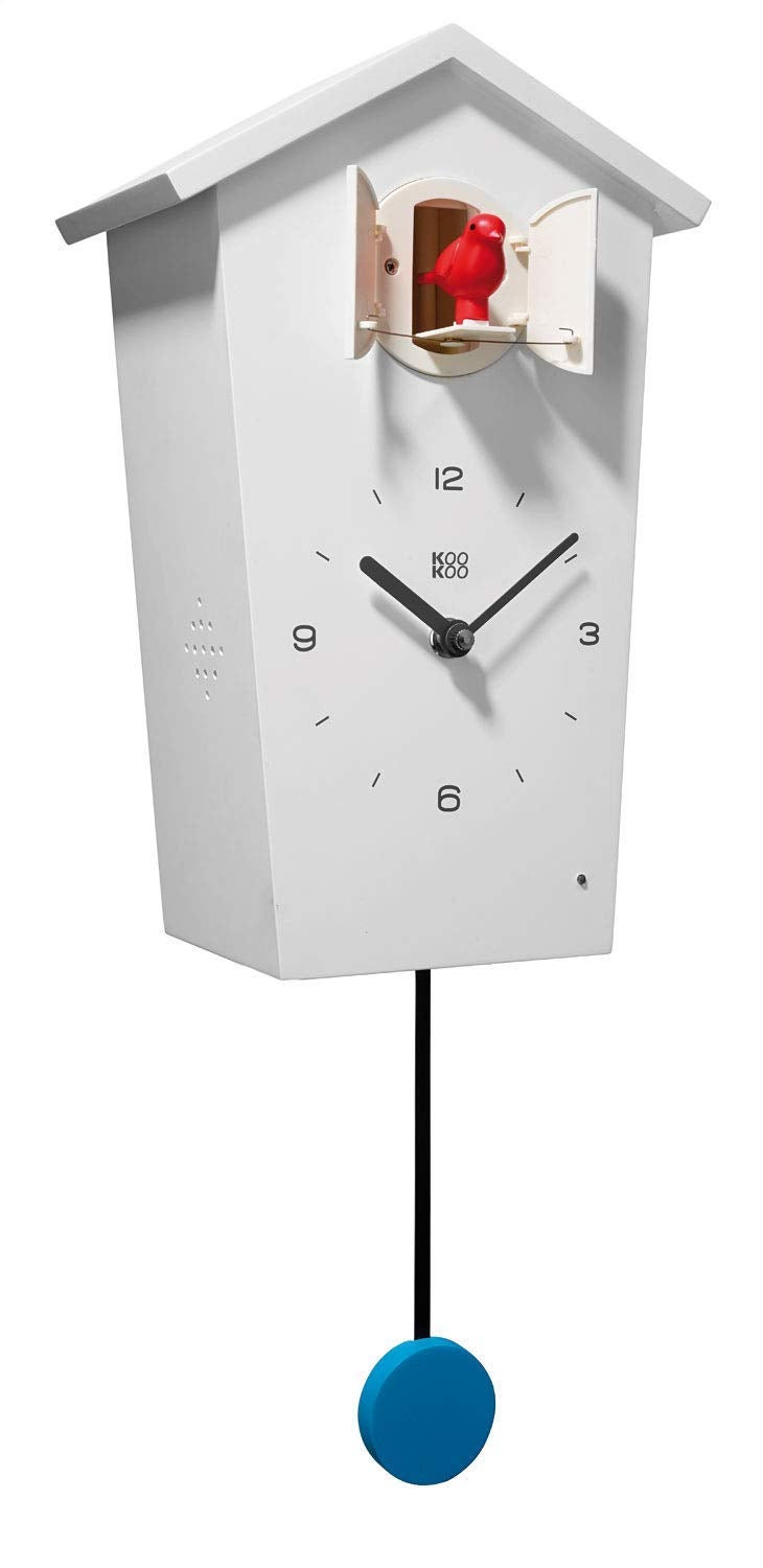 KOOKOO Birdhouse White, modern design cuckoo clock with 12 natural bird voices or cuckoo call - Image 2