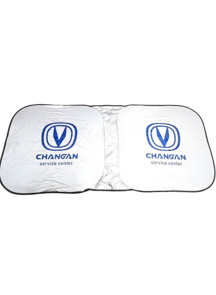 تشانجان واقي شمس لزجاج السيارة الأمامي من تشانجان - واقي شمس قابل للطي وعاكس للحرارة والأشعة فوق البنفسجية، مناسب لجميع أنواع السيارات، سهل الحمل والتخزين مع حقيبة مرفقة. - Image 2