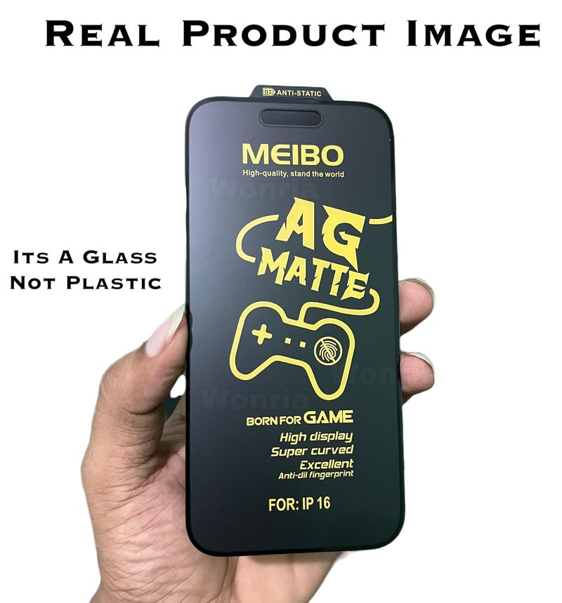 WonRia حماية شاشة غير لامعة لجهاز آيفون 16 برو ماكس 5G زجاج مقسى من الحافة إلى الحافة [قطع الجزيرة الديناميكية] [حدود لامعة] - (مصنوع من الزجاج) - Image 2