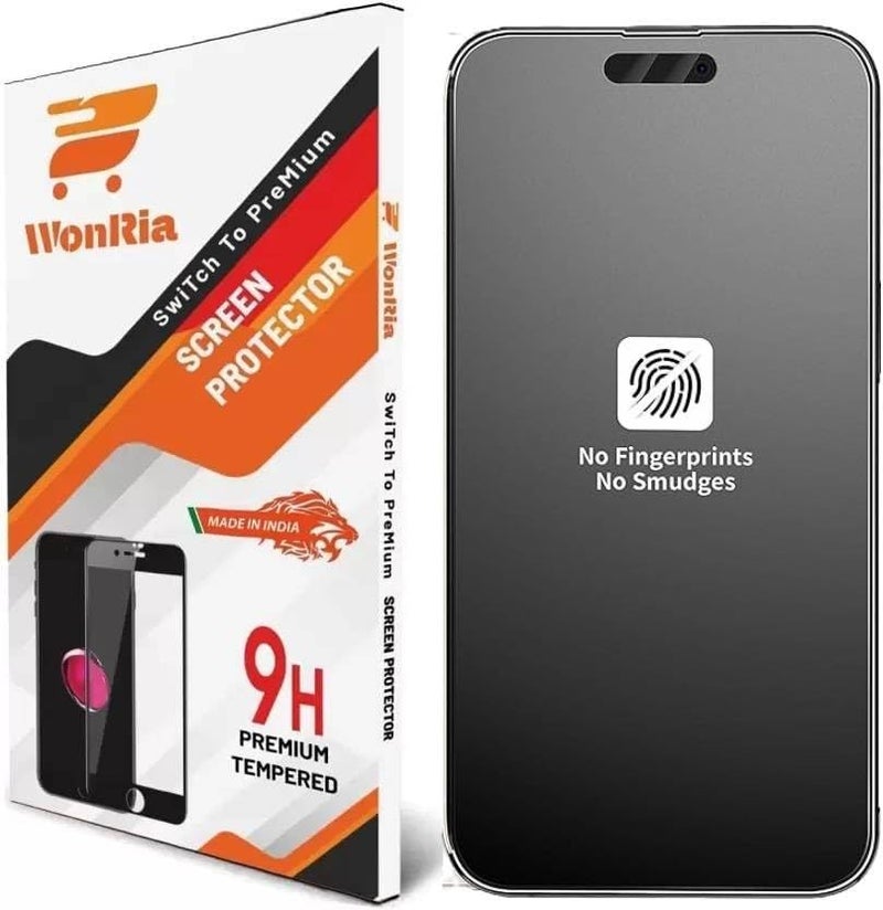 WonRia حماية شاشة غير لامعة لجهاز آيفون 16 برو ماكس 5G زجاج مقسى من الحافة إلى الحافة [قطع الجزيرة الديناميكية] [حدود لامعة] - (مصنوع من الزجاج) - Image 1