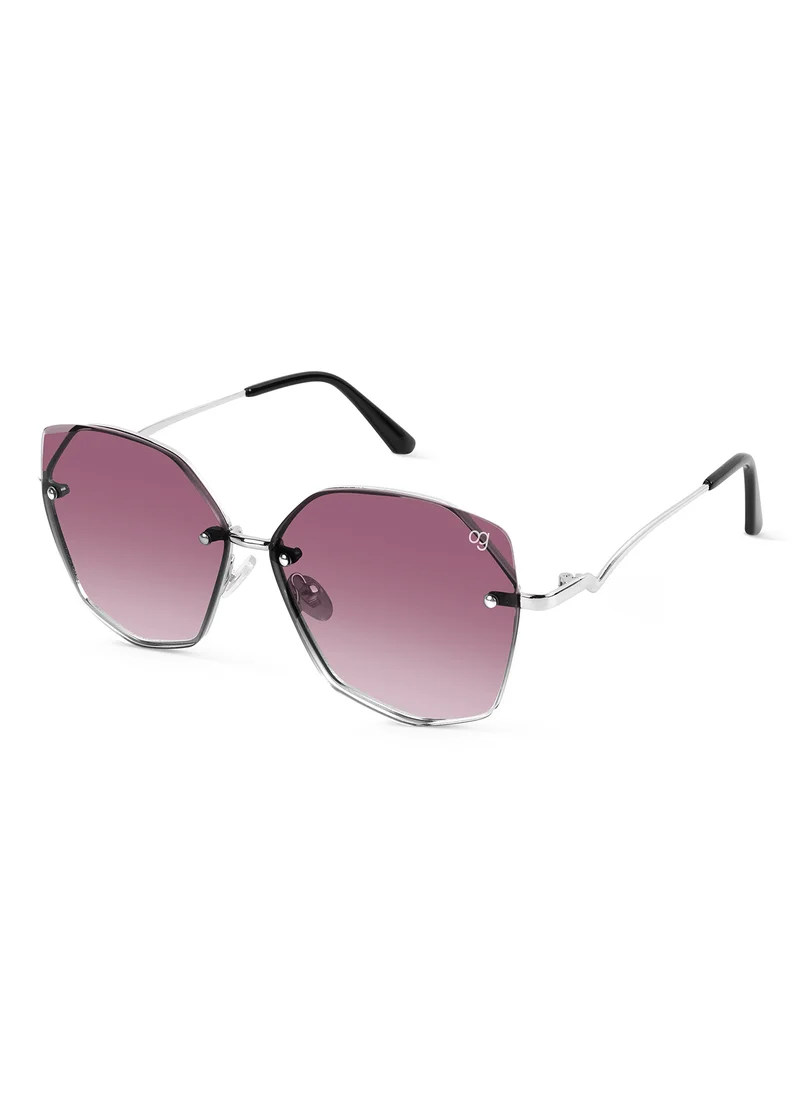Woggles Latest & Stylish UV Protected Dusk Purple Oversized Rimless Sunglasses for Women