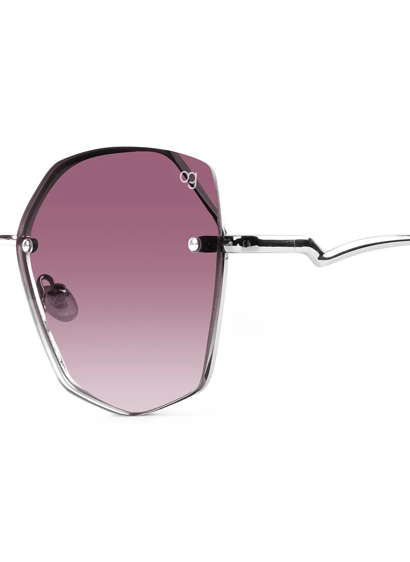 Woggles Latest & Stylish UV Protected Dusk Purple Oversized Rimless Sunglasses for Women