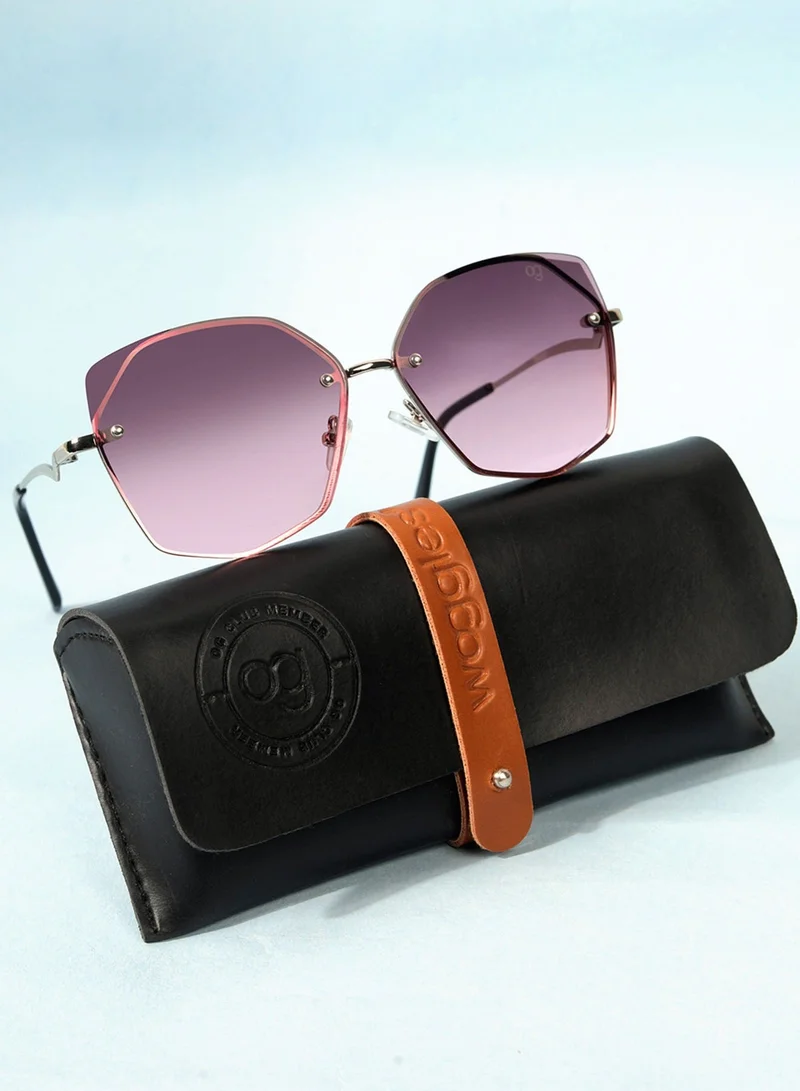Woggles Latest &amp; Stylish UV Protected Dusk Purple Oversized Rimless Sunglasses for Women