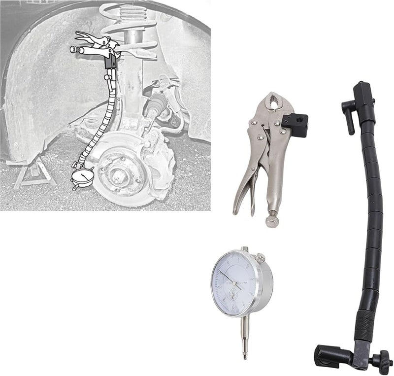 مجموعة مقياس مفصل كروي لقرص الفرامل، نطاق 0-10 مم، دقة 0.01 مم، عمود مرن 360 درجة - Image 4