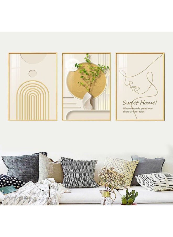 KBKBART مجموعة من 3 لوحات فنية مؤطرة على قماش موضوعة على إطار PS للديكور المنزلي في غرفة المعيشة، غرفة الطعام، غرفة النوم، المكتب - Image 3