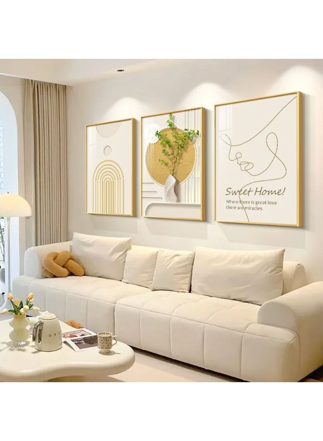 KBKBART مجموعة من 3 لوحات فنية مؤطرة على قماش موضوعة على إطار PS للديكور المنزلي في غرفة المعيشة، غرفة الطعام، غرفة النوم، المكتب - Image 1