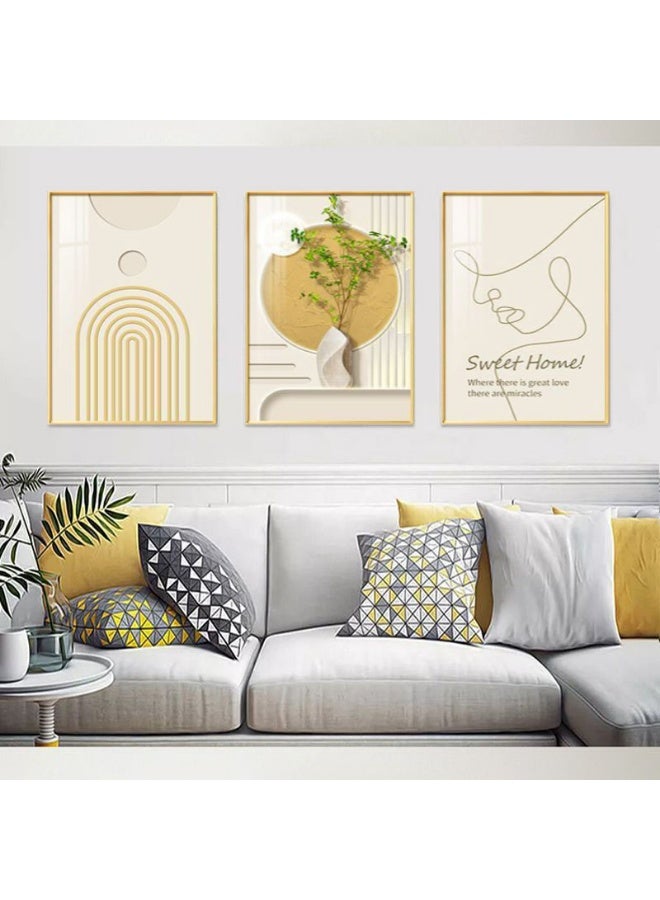 KBKBART مجموعة من 3 لوحات فنية مؤطرة على قماش موضوعة على إطار PS للديكور المنزلي في غرفة المعيشة، غرفة الطعام، غرفة النوم، المكتب - Image 4