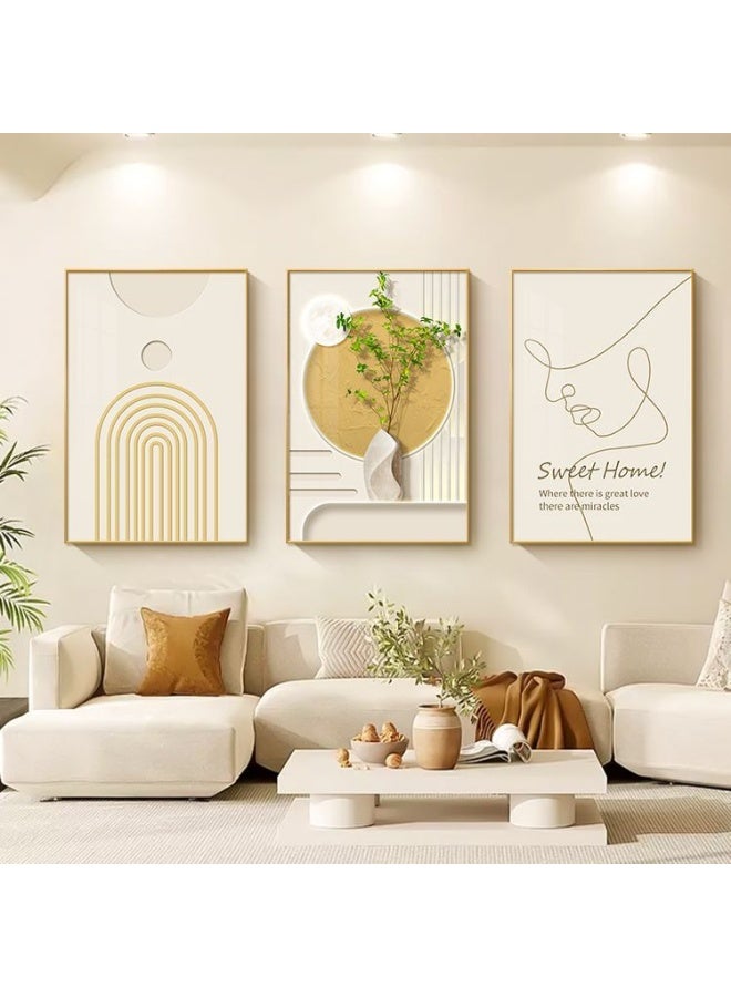 KBKBART مجموعة من 3 لوحات فنية مؤطرة على قماش موضوعة على إطار PS للديكور المنزلي في غرفة المعيشة، غرفة الطعام، غرفة النوم، المكتب - Image 2