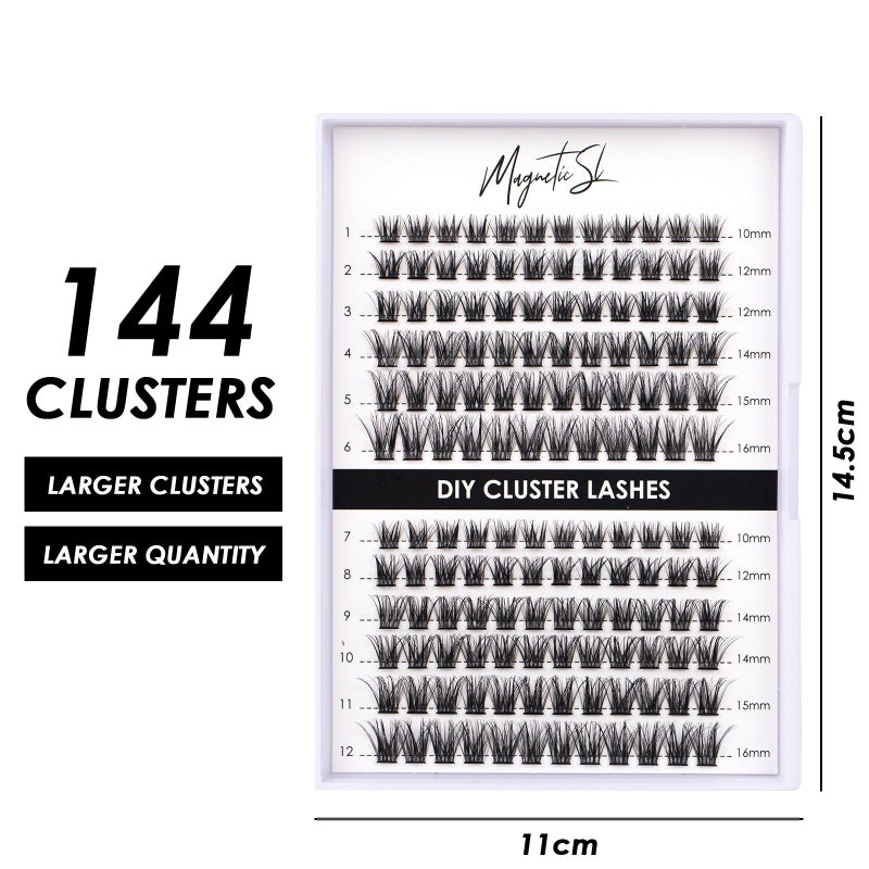 Magnetic SL Lash Clusters 144 Pcs Individual Lashes Clusters Eyelash Extensions False Eyelashes DIY Lash Extension Reusable False Eyelashes Natural Look Mix 10-16mm-DM06 - Image 2