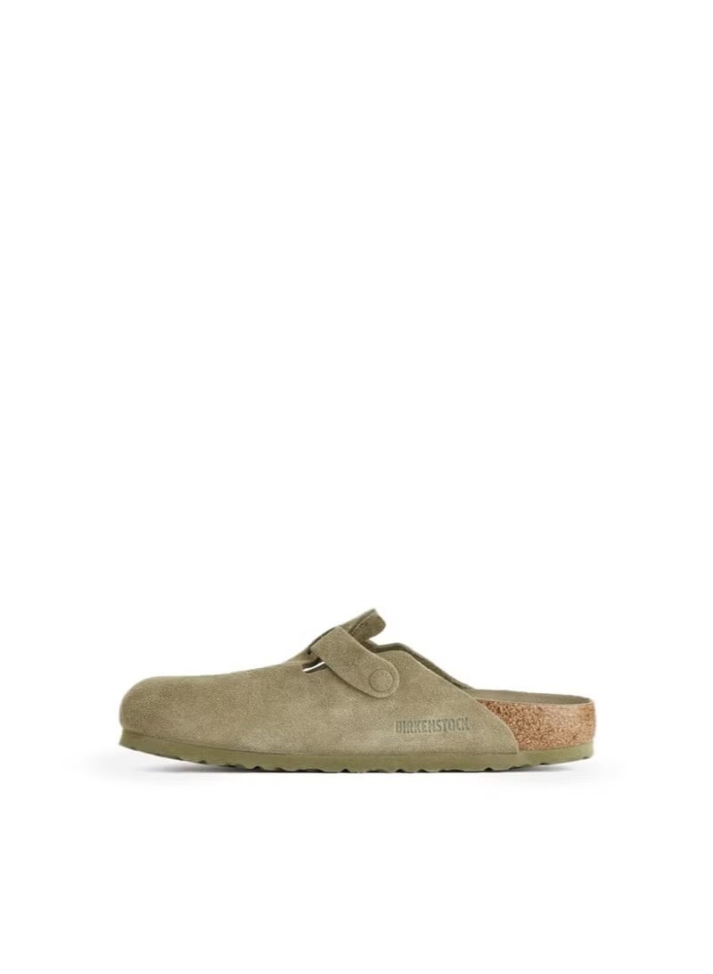 BIRKENSTOCK Suede Clog Sandals with Adjustable Buckle – Taupe | Casual Comfort Footwear - Image 2