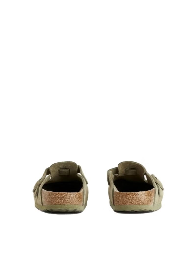 BIRKENSTOCK Suede Clog Sandals with Adjustable Buckle – Taupe | Casual Comfort Footwear - Image 4