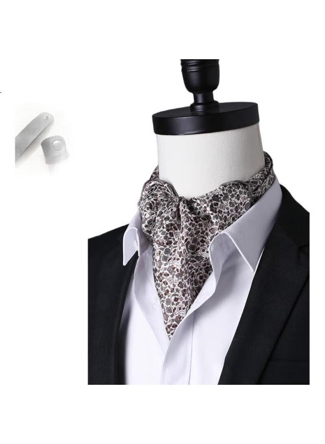 Hang Silk House Hangsi Mansion Men'S Silk Scarf, Match With Suit For Business Commute, Perfect Gift For Father'S Birthday Or Husband, Apricot Coffee - Image 1