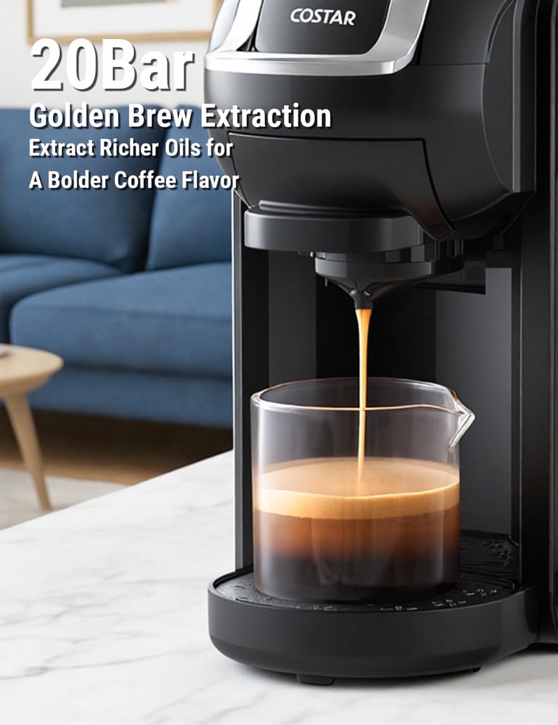 COSTAR 3-in-1 Espresso Machine, 20 Bar Coffee Maker Compatible with Nespresso Original, Dolce Gusto Capsule, and Coffee Powder, Adjustable Volume, Fast Heating System Coffee Machine for Home Office - Image 3