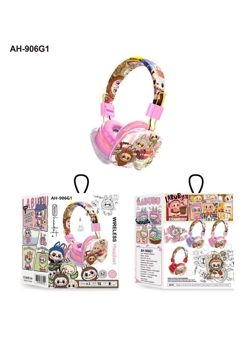LABUBU Wholesale Labubu Headphones, Wireless BT Headphones, Kt Cute Cartoon Pattern Children's Headphones-AH906G1  - Image 1