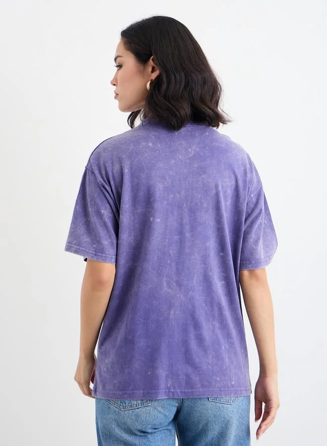 Styli Styli Women Purple Acid Washed Oversized T-Shirt