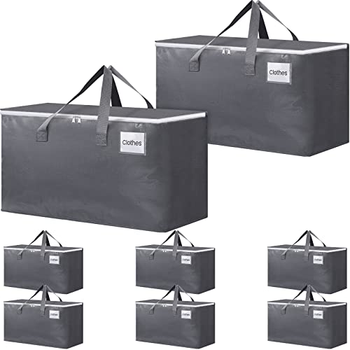 BlissTotes Large Moving Bags and with Zippers  Handles Moving Supplies with lids Heavy Duty Totes for Storage Bags for Space Saving Fold Flat Moving and Storing 93L 8 Pack