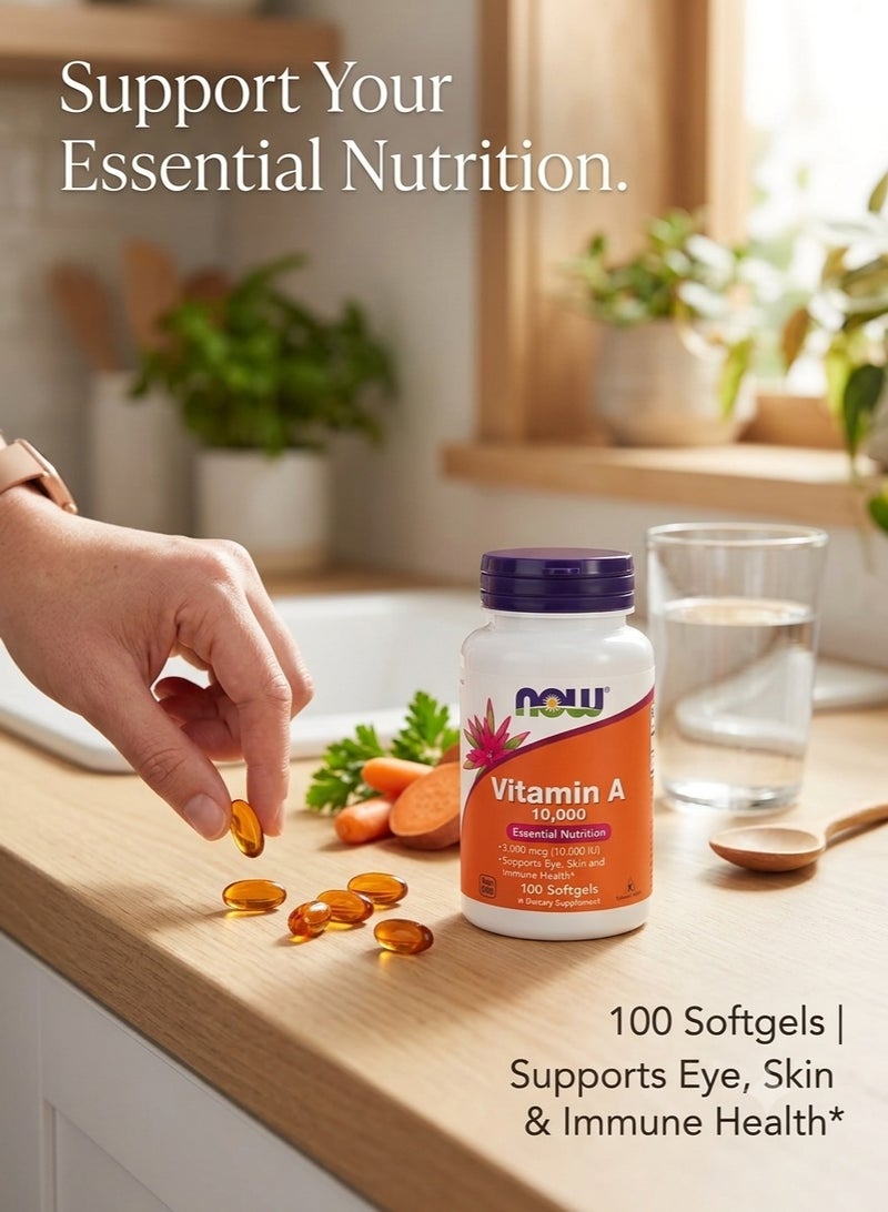 NOW Foods Vitamin A 10,000 IU 100 Softgels – Essential Vitamin A Supplement for Eye, Immune & Skin Health - Image 4