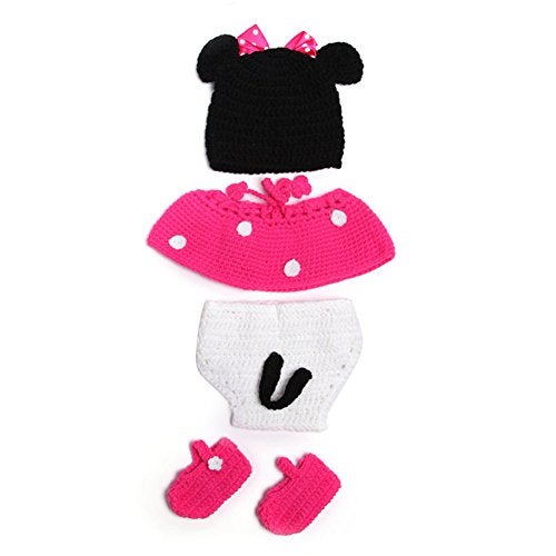 Pinbo Baby Girls Photography Prop Cute Knitted Crochet Hat Dress Diaper Shoes - Image 3
